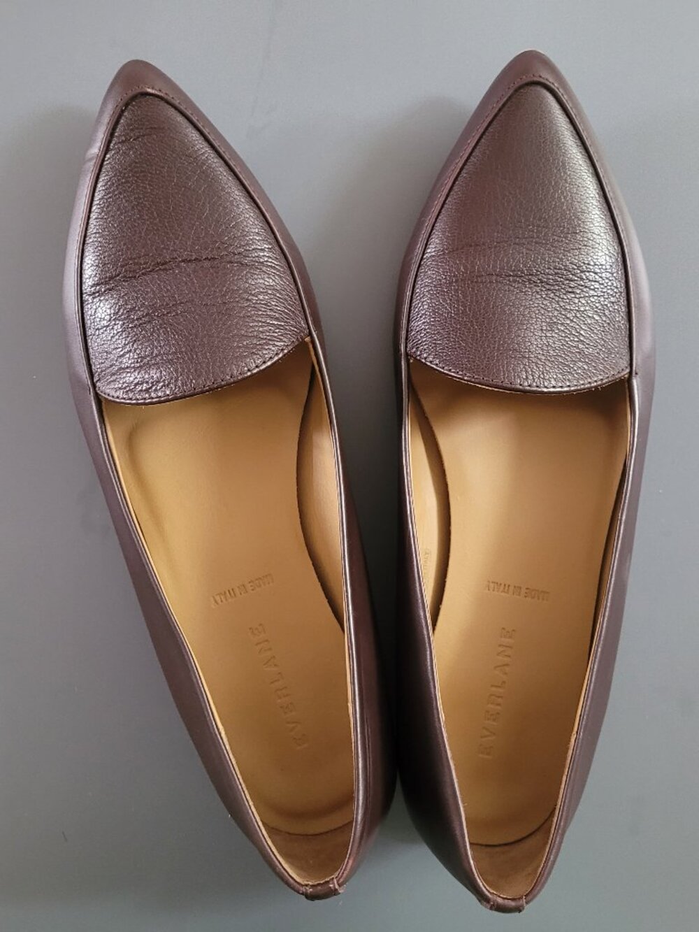 Everlane Women's Burgundy Brown The Modern Point Leather Flats SZ 8.5/8